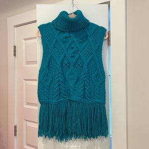 Zara Teal Cable Knit Sweater Vest